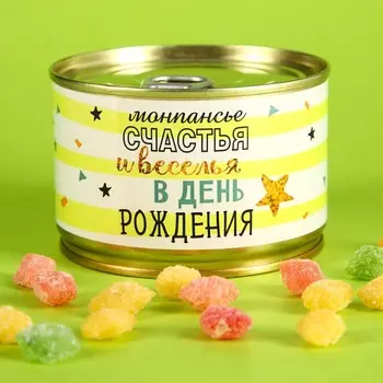 Монпансье "С днём рождения", карамель леденцовая в консервной банке, 140 г
