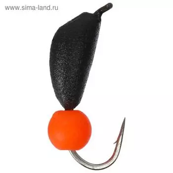 Мормышка безнасадочная "ЯМАН" Банан черный, d=4 мм, вес 1 г, шарик оранжевый неон (уп. 5 шт)