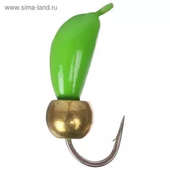 Мормышка безнасадочная "ЯМАН" Банан зеленый, d=4 мм, вес 1 г, шарик латунный (уп. 5 шт.)