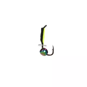 Мормышка Столбик чёрный, лайм брюшко + шар хамелеон, вес 0.3 г