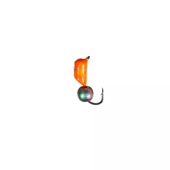 Мормышка Столбик оранжевый, чёрные полоски + шар серебро бензин, вес 0.9 г