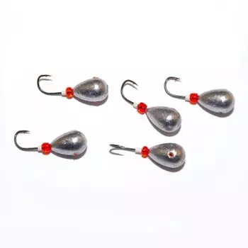 Мормышка свинц. КАПЛЯ серебр. с труб. и бис. 3.0/3