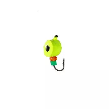 Мормышка Таблетка лайм, чёрный глаз + бисер, вес 0.9 г