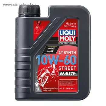 Моторное масло для 4-тактных мотоциклов LiquiMoly Motorbike 4T Synth Street Race 10W-60 SL синтетическое, 1 л (1525)