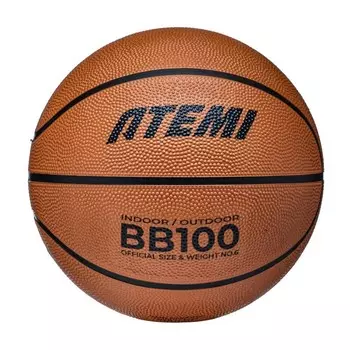 Мяч баскетбольный Atemi, размер 6, резина, 8 панелей, BB100N, окруж 72-74, клееный