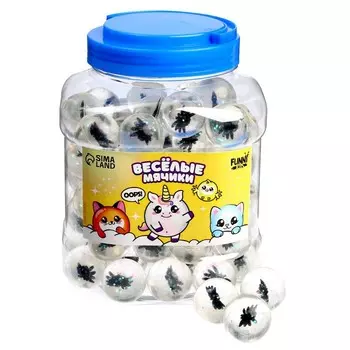 Мяч каучуковый, попрыгунчик «Паучок», в банке, прозрачный