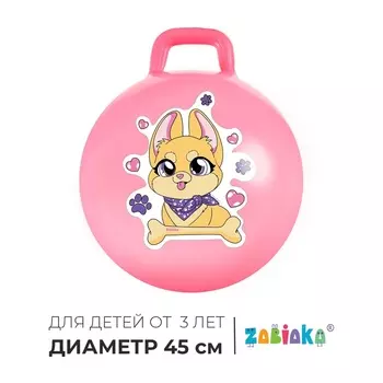 Мяч - прыгун с ручкой ZABIAKA «Корги», d=45 см, розовый