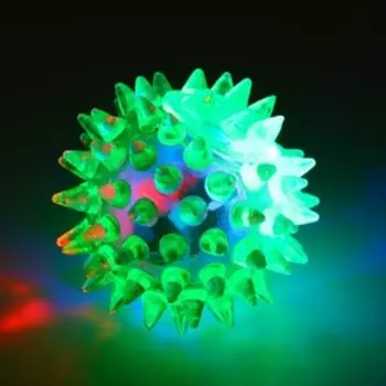 Мяч светящийся для животных малый, TPR, 4.5 см, зелёный