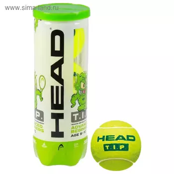 Мяч теннисный Head T.I.P Green, набор 3 штуки, фетр, натуральная резина