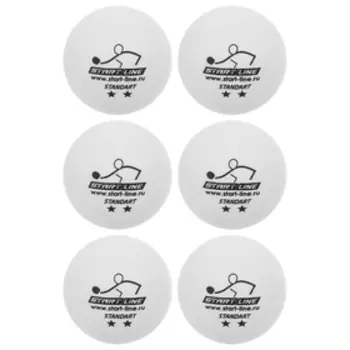 Мяч теннисный STANDART, 2 звезды, 6 шт., белые