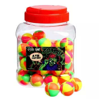 Мяч каучуковый, попрыгунчик «Зомби», в банке, 50 шт