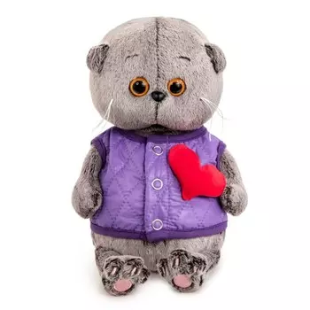 Мягкая игрушка «Кот Басик Baby», в дутом жилете с сердечком, 20 см