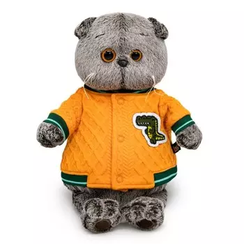 Мягкая игрушка «Кот Басик», в бомбере с крокодилом, 19 см