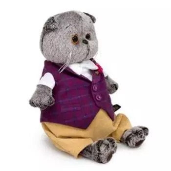 Мягкая игрушка «Басик в бордовом жилете с розочкой», 22 см