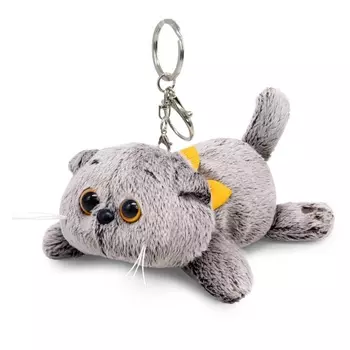 Мягкая игрушка - брелок «Кот Басик с бантиком», лежачий, 11 см