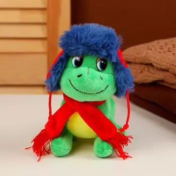Мягкая игрушка «Дракон», в шапке-ушанке, 15 см, цвет зелёный