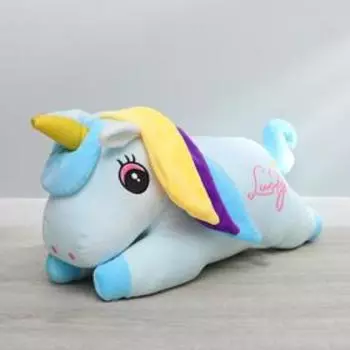 Мягкая игрушка «Единорог», с пледом, цвет голубой