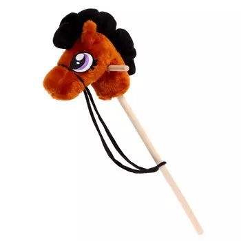 Мягкая игрушка «Конь-скакун» на палке, цвет коричневый