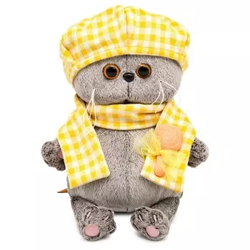 Мягкая игрушка «Кот Басик BABY в берете и шарфе в клетку», 20 см
