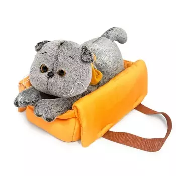 Мягкая игрушка «Кот Басик» лежачий, 25 см, в сумке - переноске