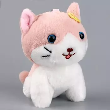 Брелок детский «Кот с цветком», мягкая игрушка, 11 см, цвета МИКС