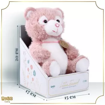 Мягкая игрушка Little Friend, медведь, цвет розовый, 23 см