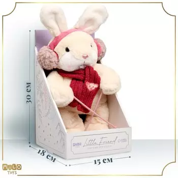 Мягкая игрушка Little Friend, зайка на лыжах, красный шарф, 38 см