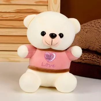 Мягкая игрушка «Мишутка в футболке», цвет белый