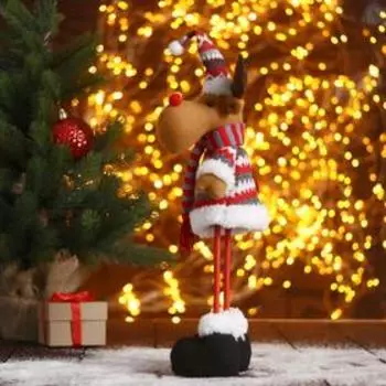Игрушка мягкая «Олень в полосатом шарфике-длинные ножки» стоит, 1136 см