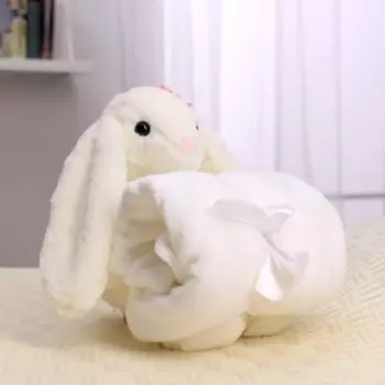 Мягкая игрушка с пледом «Зайка», белая