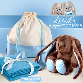 Мягкая игрушка «Зайчик Lu», с пледом, 25 см