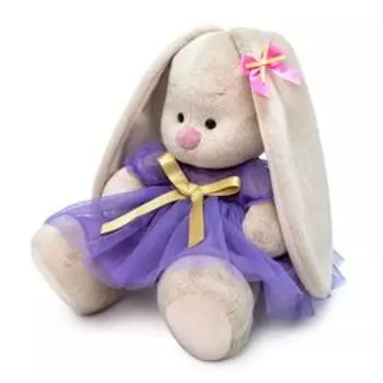 Мягкая игрушка «Зайка Ми», в платье с золотым бантом, 18 см