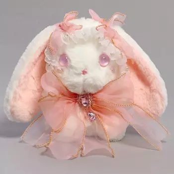 Мягкая игрушка «Зайка», 20 см, с розовым бантом