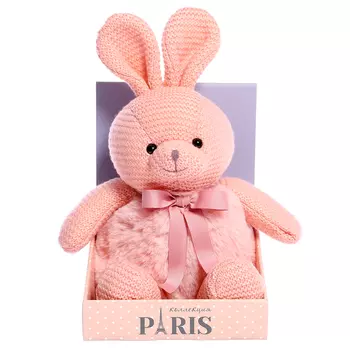 Мягкая игрушка «Зайка вязаный», цвет розовый, 38 см
