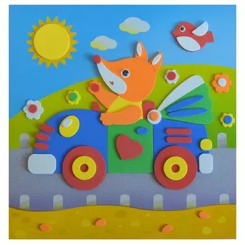 Мягкая картинка «Лисёнок на машинке»