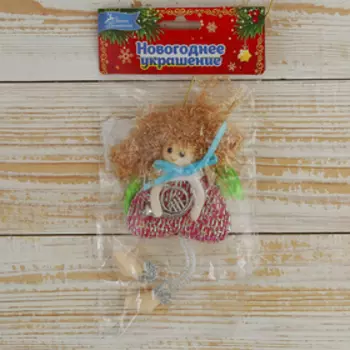 Мягкая подвеска "Ангелочек с волторной - длинные ножки" 15*7,5 см малиновый