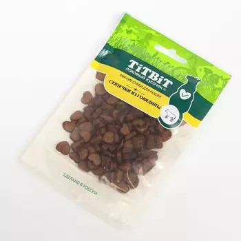 Мягкие снеки TitBit для кошек, сердечки из говядины, 40 г