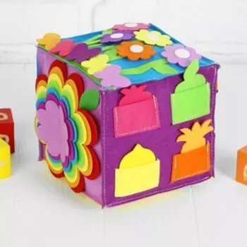 Мягкий бизикубик «Давай учиться!» текстильный, 15×15 см