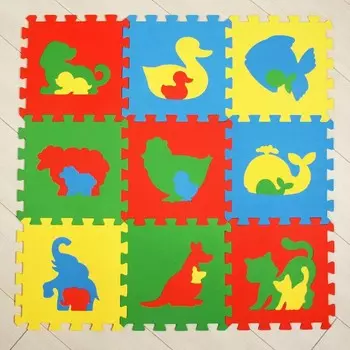 Мягкий коврик - пазл «Животные», 9 деталей, универсальный
