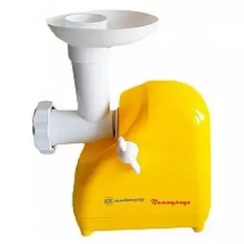 Мясорубка электрическая КЭМ-П2У 302-07 «Помощница», реверс, 1500 Вт, 4 насадки, жёлтая