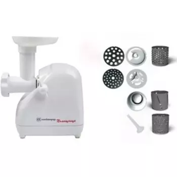 Мясорубка электрическая КЭМ-П2У 302-08 «Помощница», реверс, 1500 Вт, 7 насадок, цвет белый