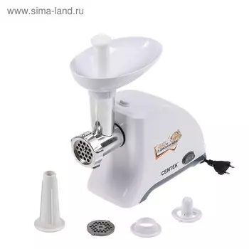 Мясорубка Centek CT-1609, 1550 Вт, реверс, 2 диска, стальной нож и узлы, белая