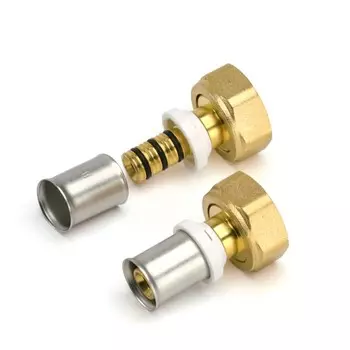 Муфта-пресс RIIFO Omni, 1 1/2" x 50 мм, с накидной гайкой, латунь