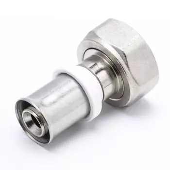 Муфта-пресс RIIFO Omni, 1/2" x 16 мм, с накидной гайкой, евроконус, никелированная латунь