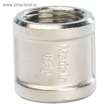 Муфта STOUT SFT-0006-001212, 1/2", внутренняя/внутренняя резьба, никелированная латунь