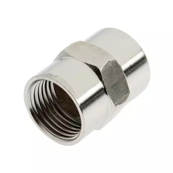 Муфта ZEIN, 1/2", внутренняя резьба, с ребордой, нержавеющая сталь, фасовка 5 шт.