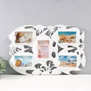 Мультирамка "Рыбки" пластик, 5 фото 10х15 см, цв. белый