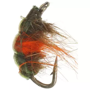 Мушка Gammarus Amphipod, 14, olive &amp; orange