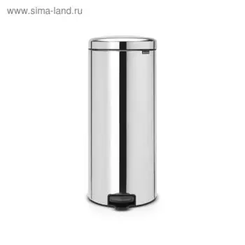 Мусорное ведро Brabantia NewIcon, пластиковое внутреннее ведро, с педалью, цвет стальной полированный, 30 л