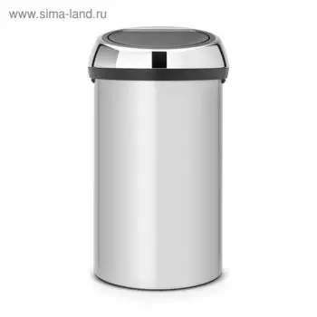 Мусорное ведро Brabantia Touch Bin, система Soft Touch, цвет серый металлик, 60 л